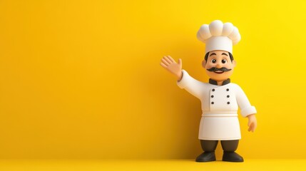 Whimsical toy chef with a mustache, culinary charm for imaginative play playful