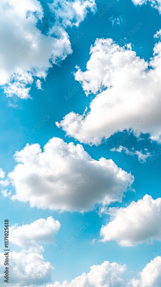 Wall mural A blue sky with white clouds in the middle of it