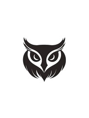 Obraz premium Isolated Simple Dark Black Owl Bird icon logo symbol white Background