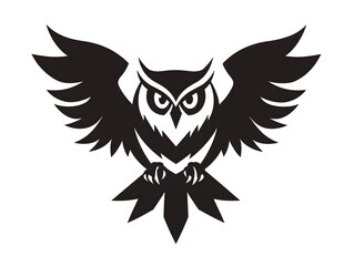 Obraz premium Simple Dark Black Owl Bird icon logo symbol