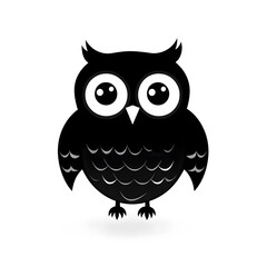 Fototapeta premium Simple Dark Black Owl Bird icon logo symbol