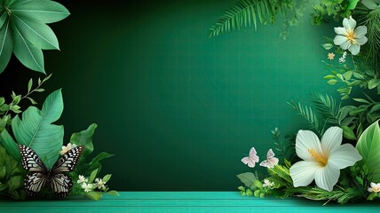 Design a template featuring a flourishing garden to promote nature conservation, with ample copy space.