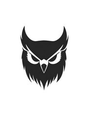 Naklejka premium Isolated Simple Dark Black Owl Bird icon symbol white Background