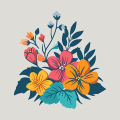 Elegant Silhouette Floral Flower Line Art Vector Illustration