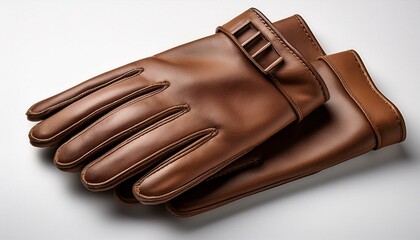 Elegant Brown Leather Gloves: Refined Design, Classic Style