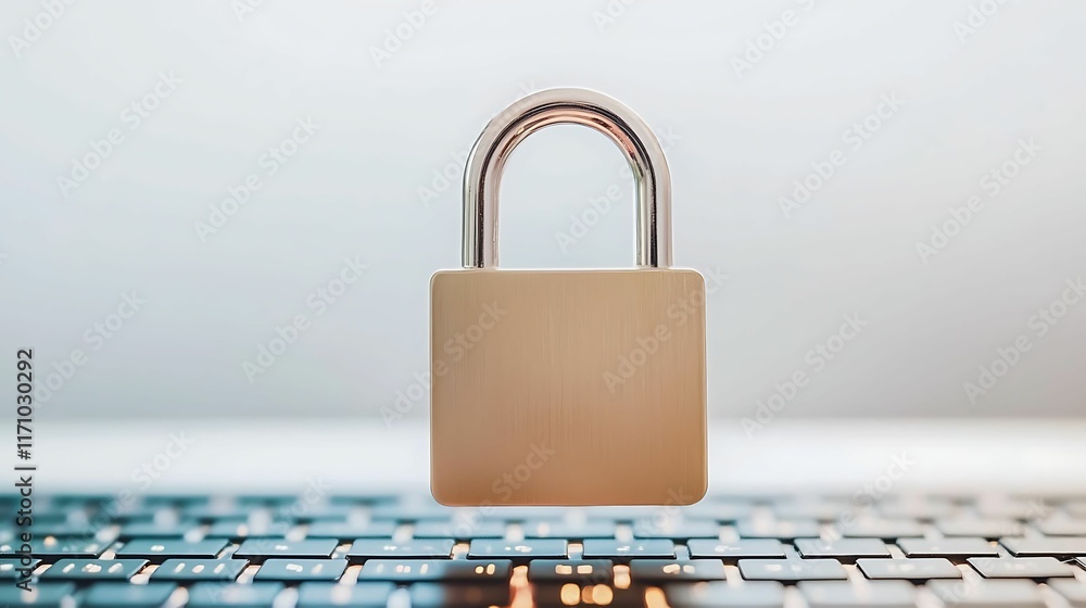 Poster privacy user rights concept, lock on a laptop keyboard symbolizing security and protection in the di