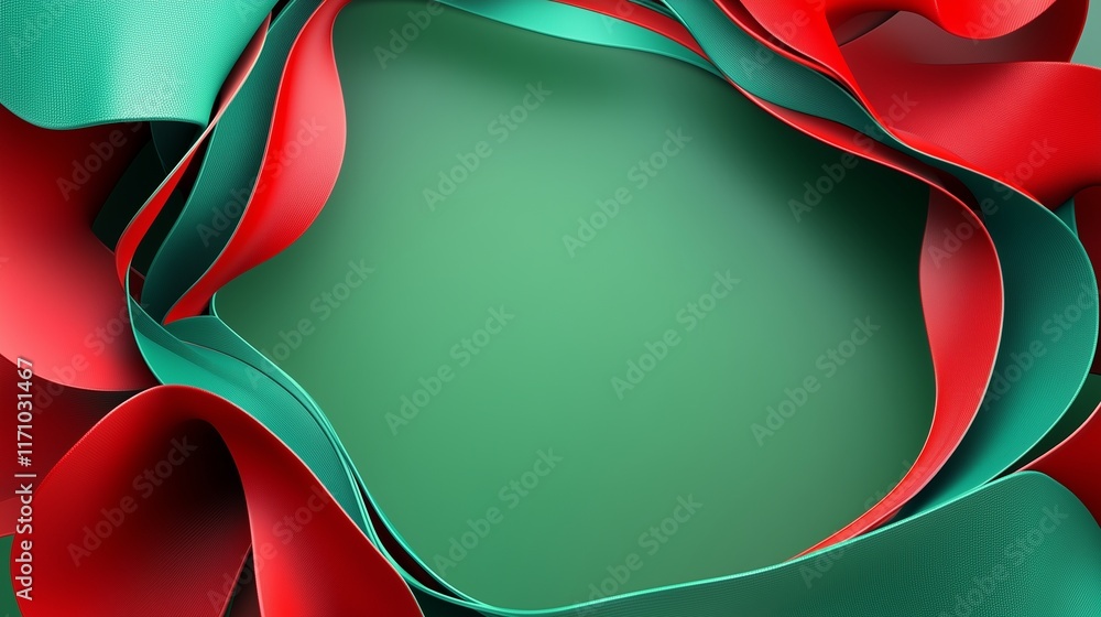 Aufkleber high contrast green background with 3d rendered red and teal dynamic forms. the design features a la