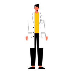 Flat Vector Illustration of Professional Figures in Iconic Attire on a White Background.
