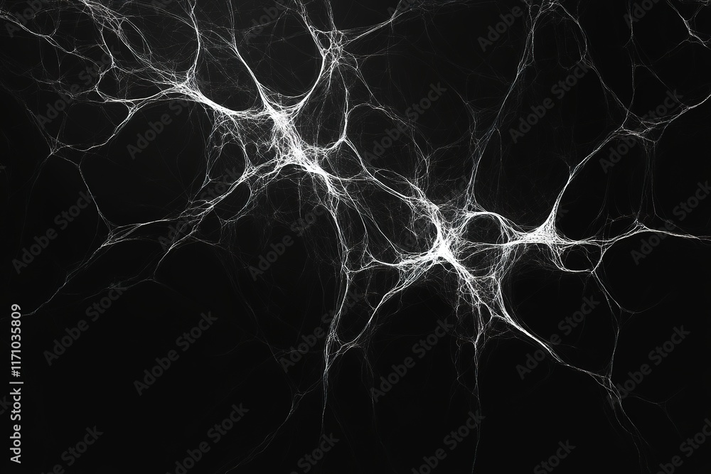 Poster intricate neural connections illuminated against dark background
