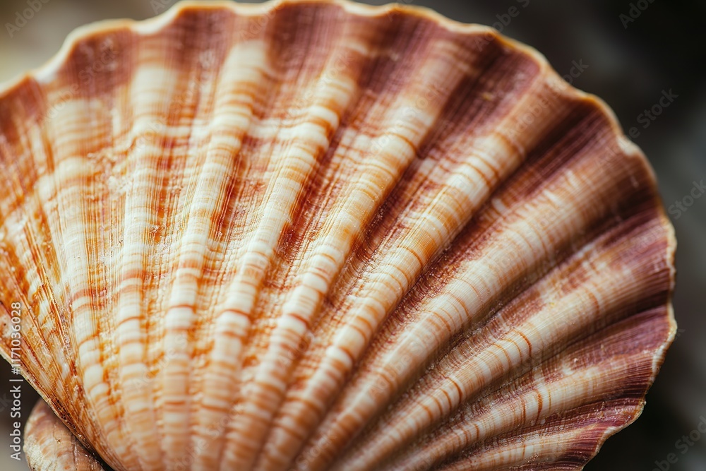 Poster delicate seashell displays intricate patterns and warm hues, evo