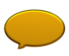 Golden speech bubble 3d on png transparent background.
