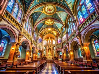 Obraz premium Montreal Oratory Church: Majestic Interior Architecture, Grand Religious Structure, Montreal Landmark Photography