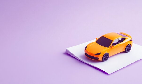 Car Model on contract paper documents stack. Car insurance concept, car sale, Car loan application. Business Transaction for Buying, Selling, Leasing, Insuring a New or Used Vehicle. Choose auto