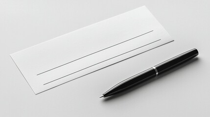Blank envelope and pen on white desk, ready for addressing.