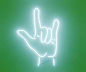 Obraz premium Rock Hand Neon Sign on Green Screen