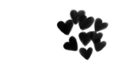 Group of sketched black overlapping hearts isolated on transparent background, Valentines day love romantic decoration