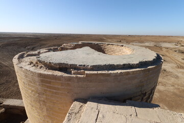 Minaret of Al-Hajjaj bin Yusuf Al-Thaqafi in Iraq, Wasit Governorate, 702 AD to 705 AD, with...