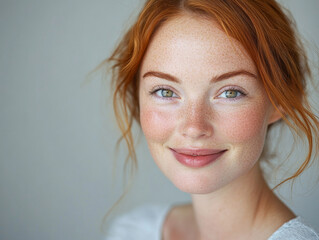 Naklejka premium A confident woman with a bright smile looking directly into the camera, embodying trust.