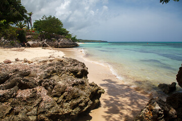 Caribbean sea pristine waters in Guardalavaca sand beach, Club Amigo Atlantico resort hotel, Cuba