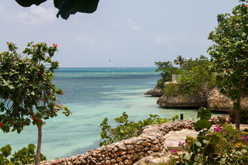 Caribbean sea pristine waters in Guardalavaca sand beach, Club Amigo Atlantico resort hotel, Cuba
