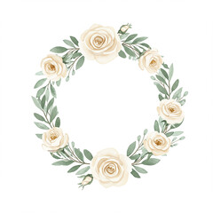 Elegant Cream Rose Eucalyptus Wreath Frame Wedding Invitation Floral Design