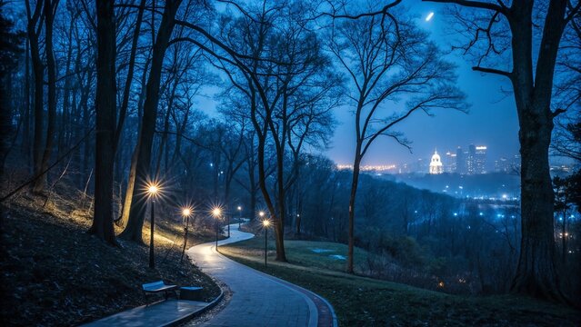 Night Photography: Frick Park, Pittsburgh, Pennsylvania - Serene Cityscape