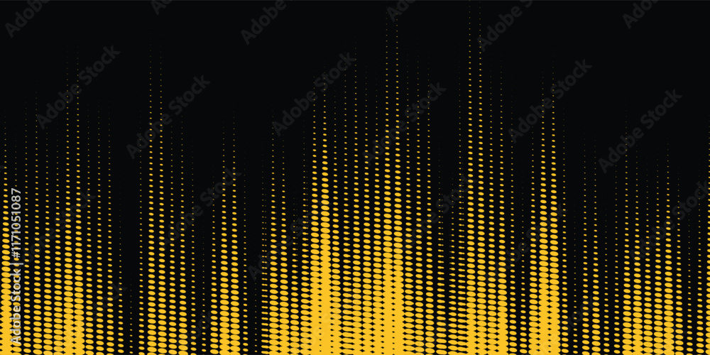 Poster yellow and black backdrop with dot halftone pattern element. abstract brush grunge background. retro