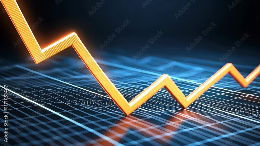 Poster dynamic stock market graph with bright lines and digital data visualization
