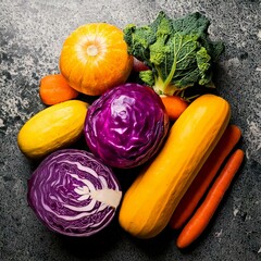 vibrant vegetables on granite background