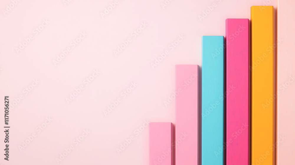 Poster colorful bars in ascending order on pastel background create vibrant display