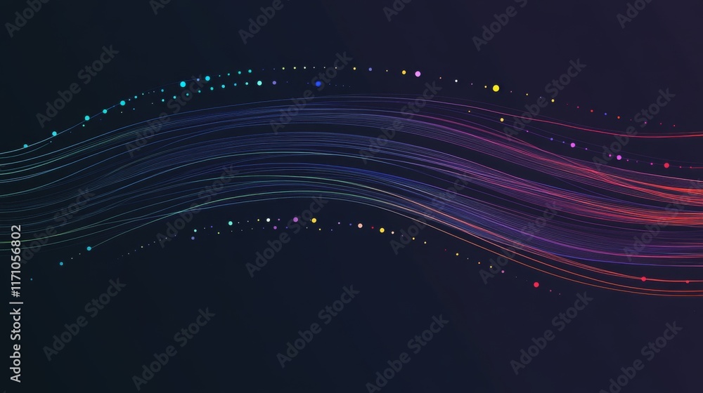 Leinwandbilder an abstract financial graph with curved lines and colorful dots, symbolizing growth and trends in bu