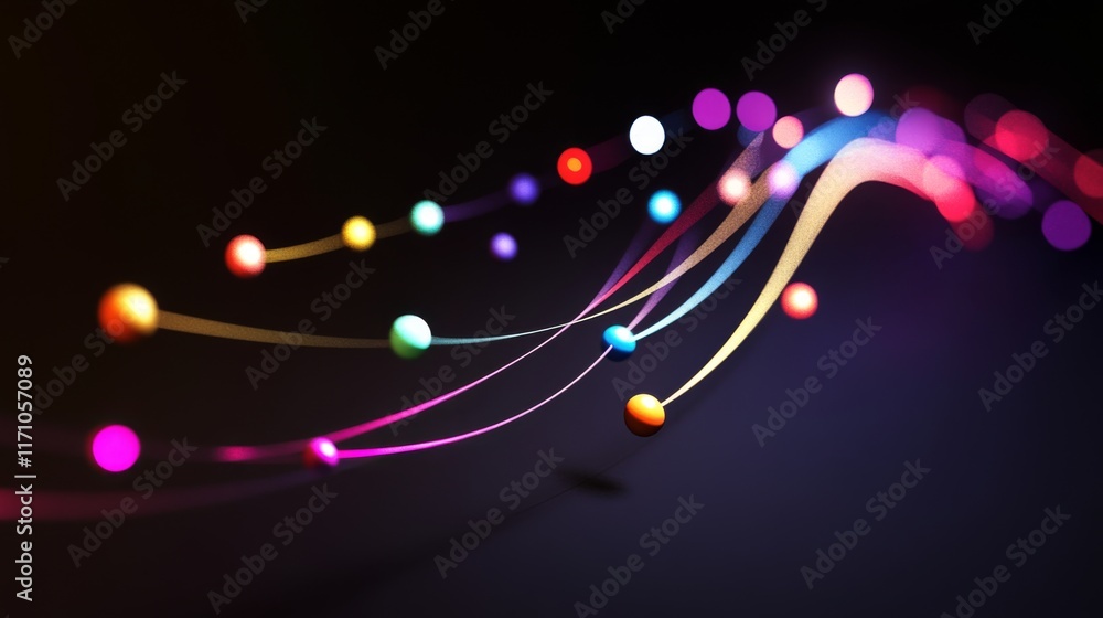 Leinwandbilder an abstract financial graph with curved lines and colorful dots, symbolizing growth and trends in bu