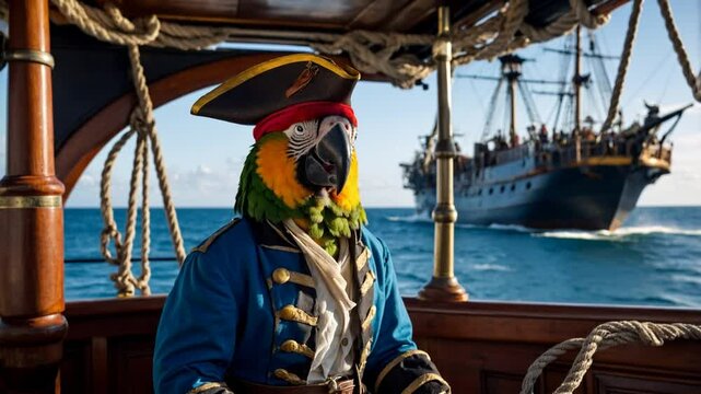 "Pirate Parrot Captain": A parrot wearing an eyepatch and pirate hat.