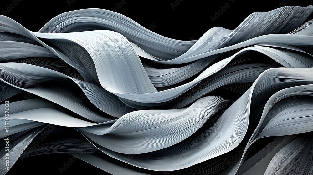 Poster drawings pattern flow concept, a mesmerizing abstract design featuring flowing, wavy forms in shades