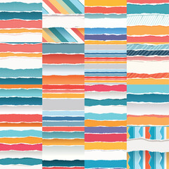 This collection of torn paper backgrounds offers a unique and textured aesthetic, perfect for creative and artistic projects. Each background features realistic jagged edges, layered paper effects.