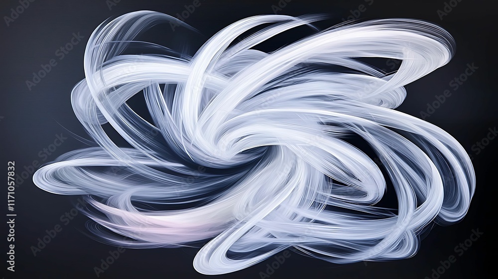 Poster drawings pattern flow concept, a swirling, abstract composition featuring white and gray hues agains