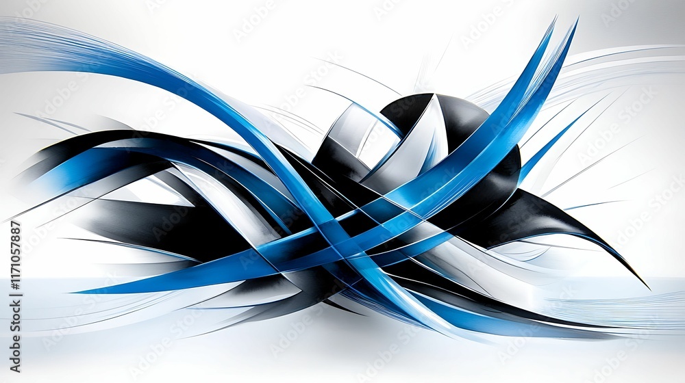 Aufkleber drawings pattern flow concept, a dynamic abstract design featuring flowing lines in blue, black, and