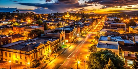 Naklejka premium Orange NSW Australia Night Photography: Low Light Cityscape