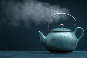 Steaming Teal Cast Iron Teapot