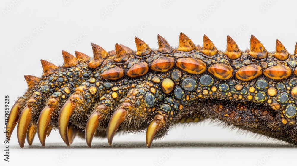Poster a close-up of a textured, spiny creature's limb showcasing its claws and unique patterns.