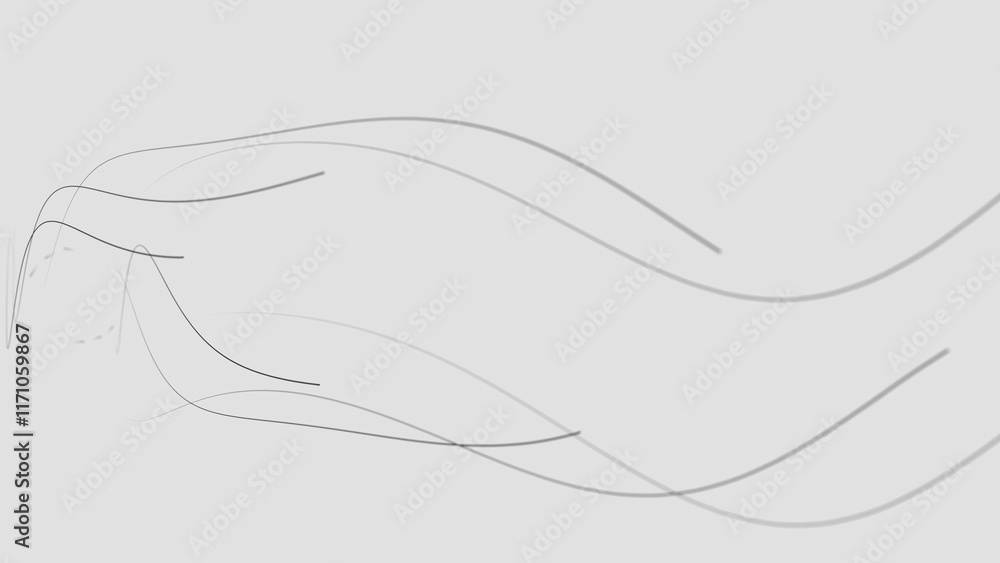 Aufkleber minimalist abstract flowing lines on white background