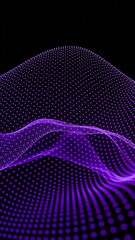 Dynamic Purple Dotted Wave with Neon Glow on Black Background