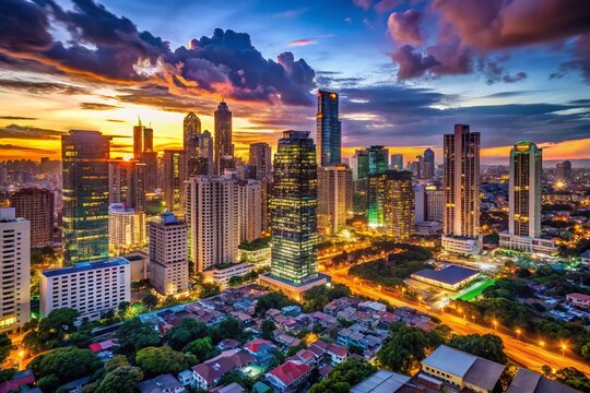Ortigas Center Skyline, Pasig City, Philippines - Modern Urban Landscape at Dusk