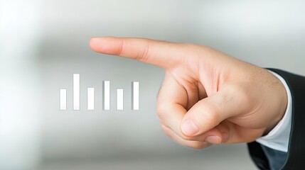 Businessman Making Digital Presentation With Finger Pointing Upwards