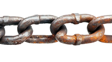Fototapeta premium Old rusty chain isolated on white background