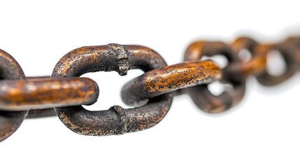 Obraz premium Old rusty chain isolated on white background