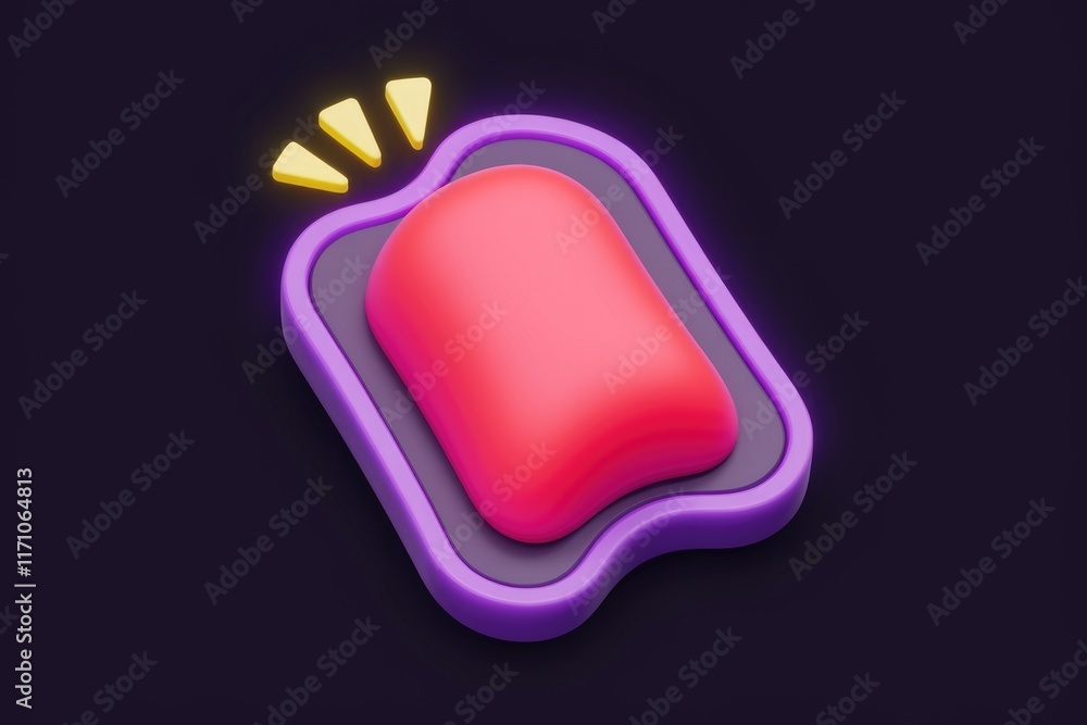Aufkleber 3d render of a notification button with a vibrant, glossy design.