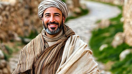 Smiling Middle Eastern Man in Traditional Clothing