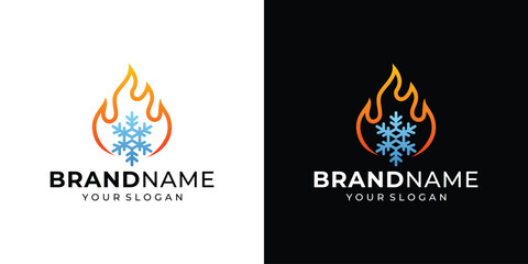 Fire Cold Snow vector logo, This logo is engaged in the field of HVAC (Heating, Ventilation, and Air Conditioning)