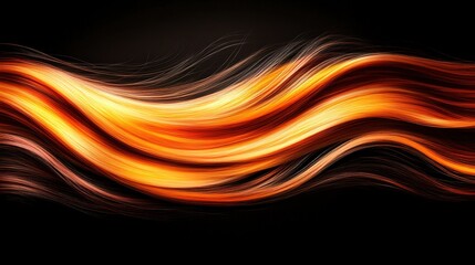 Obraz premium Flowing Waves of Vibrant Orange and Black Hair on Dark Background